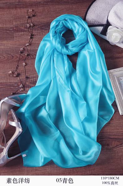 Scarf 100% Silk Paj Unicolour Cornflower